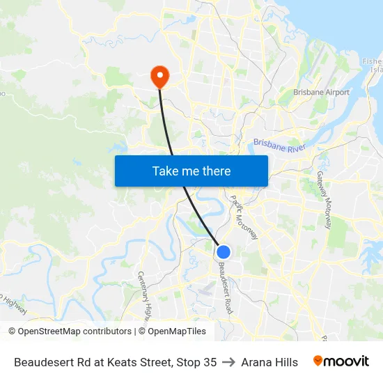 Beaudesert Rd at Keats Street, Stop 35 to Arana Hills map