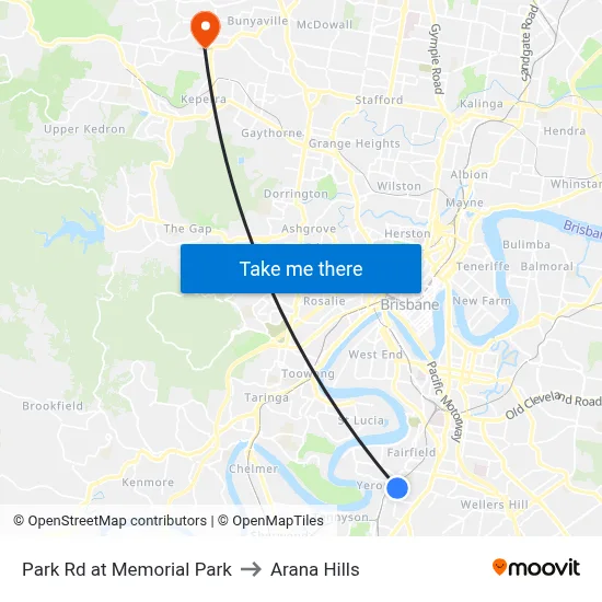 Park Rd at Memorial Park to Arana Hills map