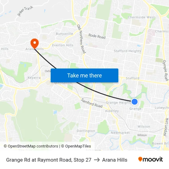 Grange Rd at Raymont Road, Stop 27 to Arana Hills map