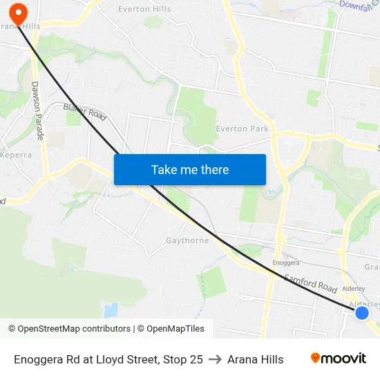 Enoggera Rd at Lloyd Street, Stop 25 to Arana Hills map