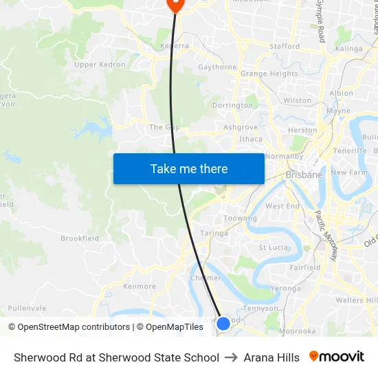 Sherwood Rd at Sherwood State School to Arana Hills map