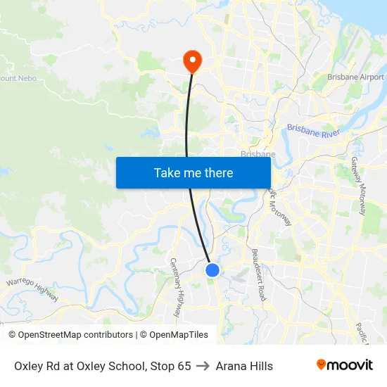 Oxley Rd at Oxley School, Stop 65 to Arana Hills map