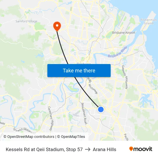 Kessels Rd at Qeii Stadium, Stop 57 to Arana Hills map