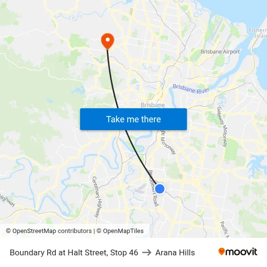 Boundary Rd at Halt Street, Stop 46 to Arana Hills map