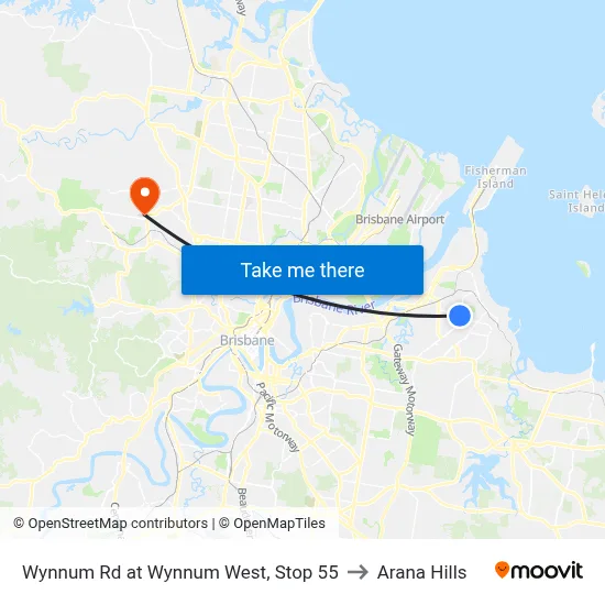 Wynnum Rd at Wynnum West, Stop 55 to Arana Hills map