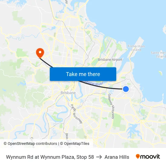 Wynnum Rd at Wynnum Plaza, Stop 58 to Arana Hills map