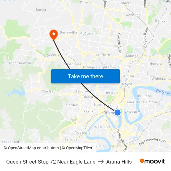 Queen Street Stop 72 Near Eagle Lane to Arana Hills map