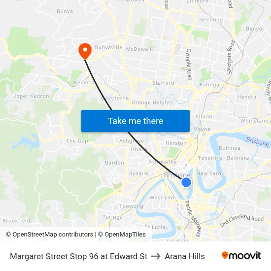 Margaret Street Stop 96 at Edward St to Arana Hills map