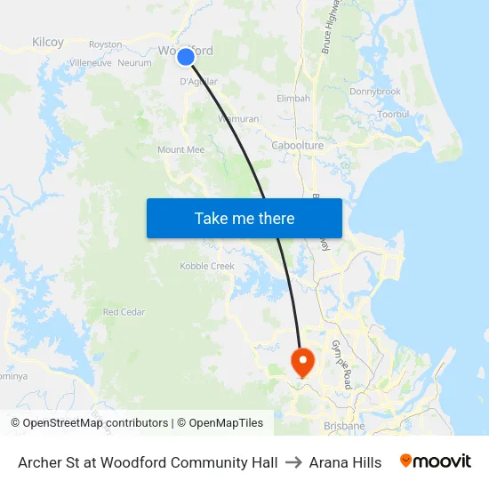Archer St at Woodford Community Hall to Arana Hills map
