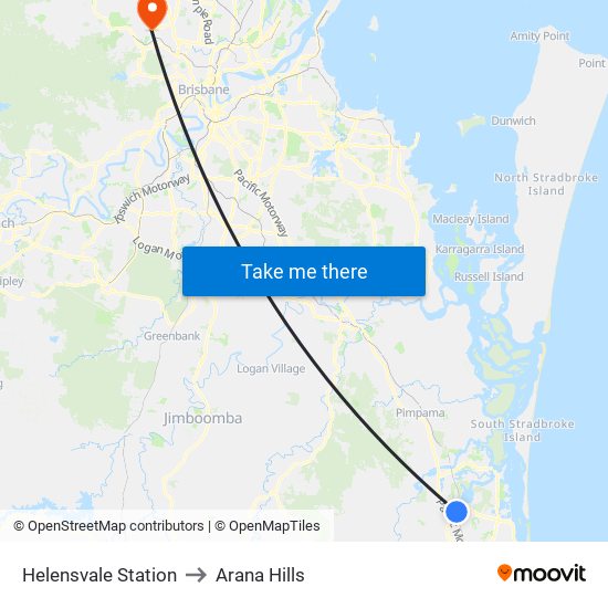 Helensvale Station to Arana Hills map