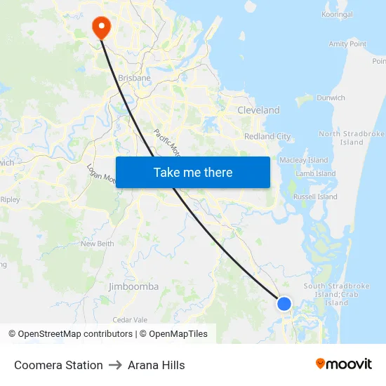 Coomera Station to Arana Hills map