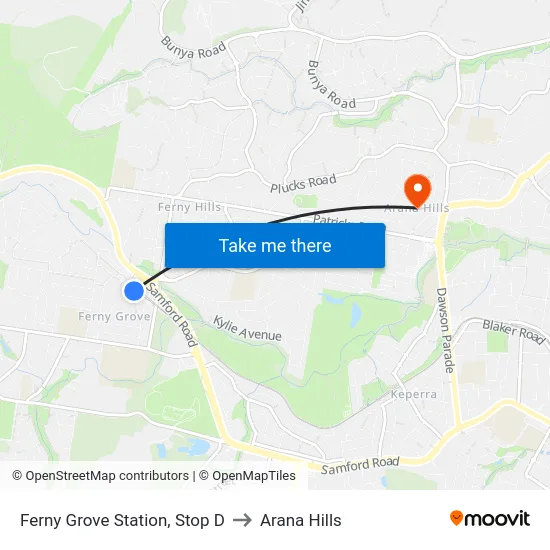Ferny Grove Station, Stop D to Arana Hills map