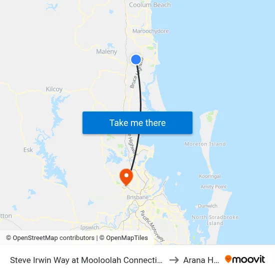 Steve Irwin Way at Mooloolah Connection Rd to Arana Hills map