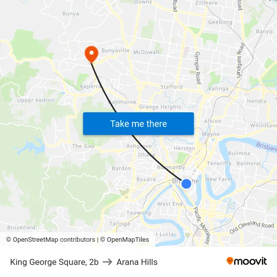 King George Square, 2b to Arana Hills map
