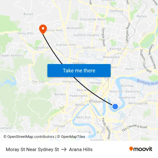 Moray St Near Sydney St to Arana Hills map