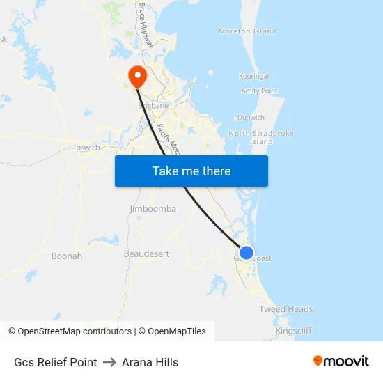 Gcs Relief Point to Arana Hills map