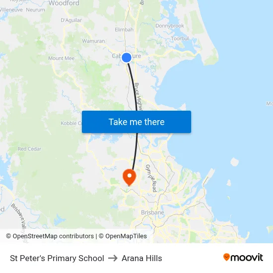 St Peter's Primary School to Arana Hills map