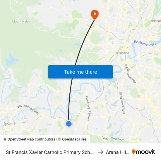 St Francis Xavier Catholic Primary School to Arana Hills map