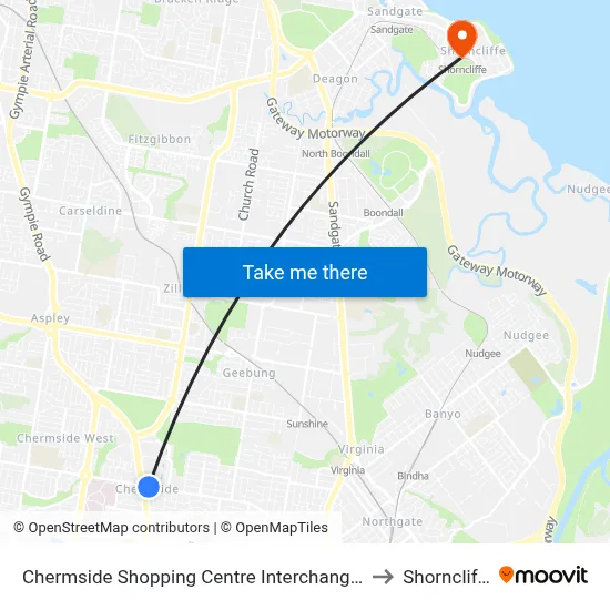 Chermside Shopping Centre Interchange H to Shorncliffe map