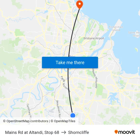 Mains Rd at Altandi, Stop 68 to Shorncliffe map