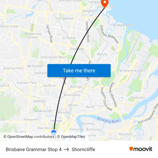 Brisbane Grammar Stop 4 to Shorncliffe map
