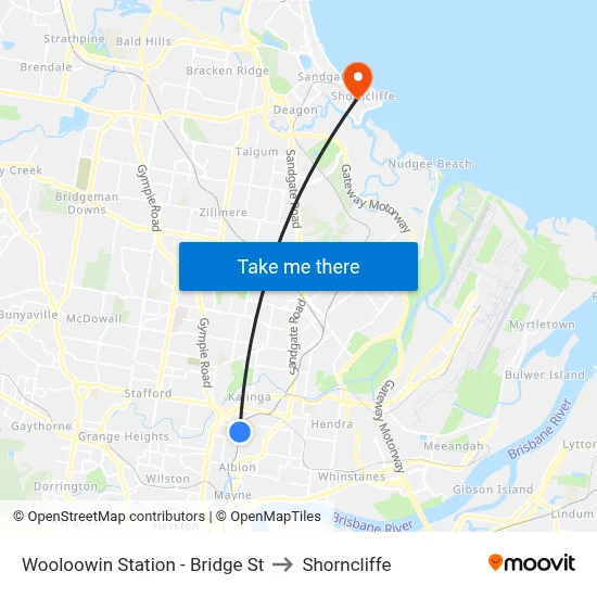 Wooloowin Station - Bridge St to Shorncliffe map