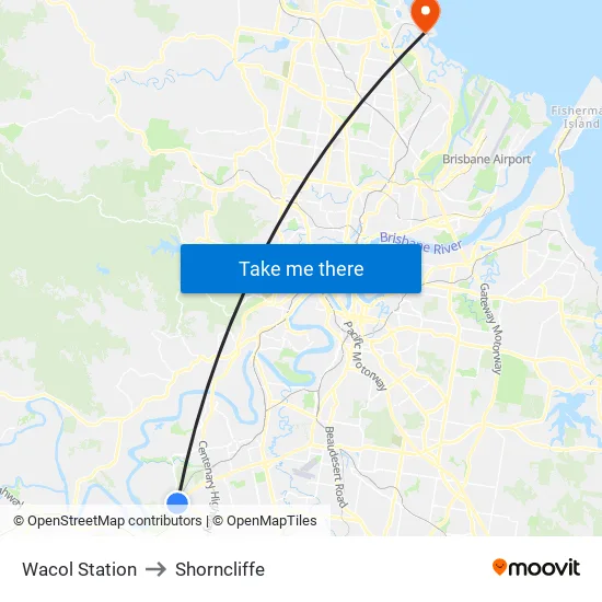 Wacol Station to Shorncliffe map