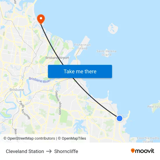 Cleveland Station to Shorncliffe map
