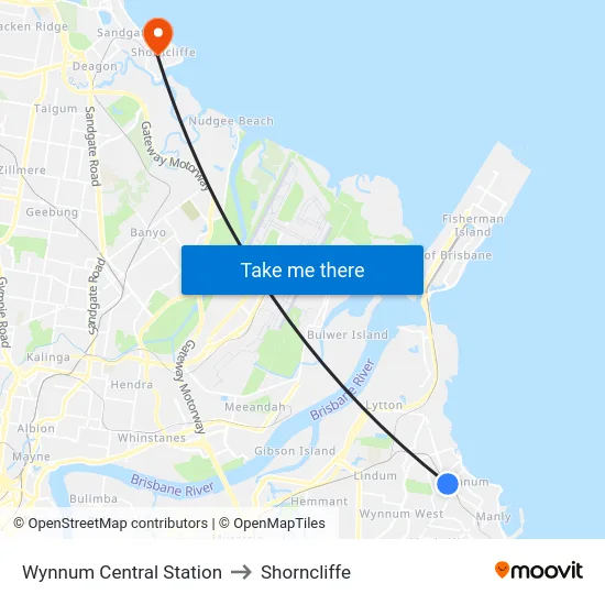 Wynnum Central Station to Shorncliffe map