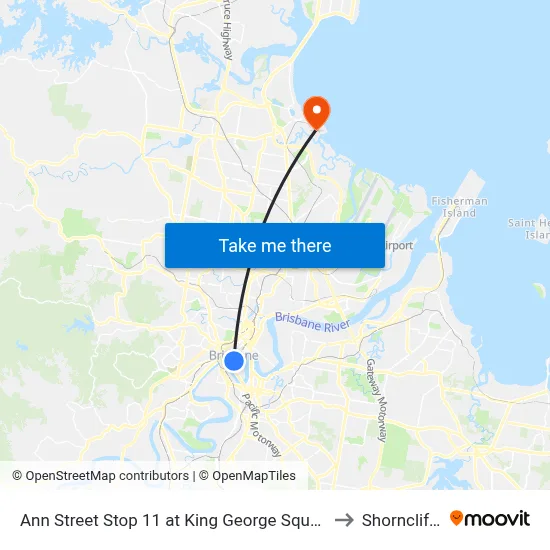 Ann Street Stop 11 at King George Square to Shorncliffe map