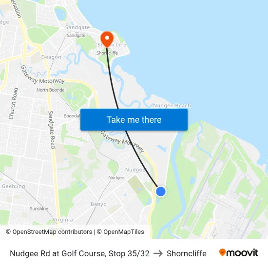 Nudgee Rd at Golf Course, Stop 35/32 to Shorncliffe map