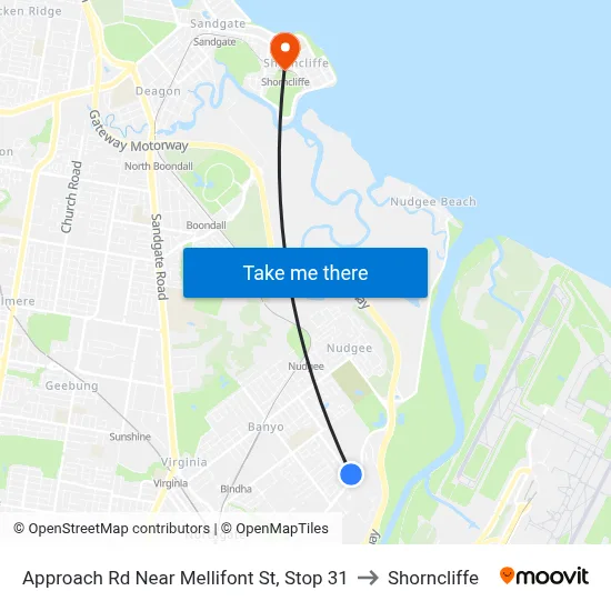 Approach Rd Near Mellifont St, Stop 31 to Shorncliffe map