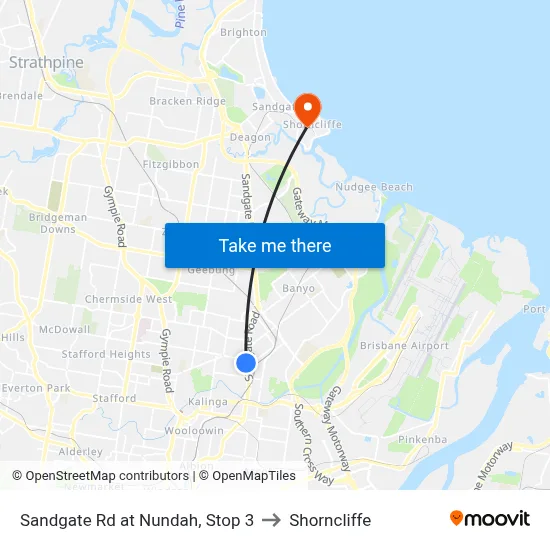 Sandgate Rd at Nundah, Stop 3 to Shorncliffe map
