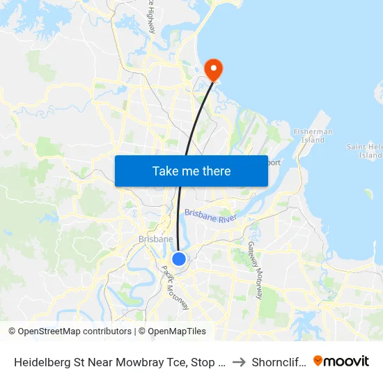 Heidelberg St Near Mowbray Tce, Stop 14 to Shorncliffe map