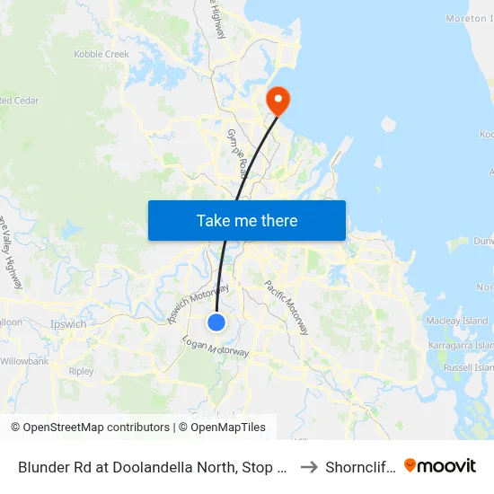 Blunder Rd at Doolandella North, Stop 61a to Shorncliffe map