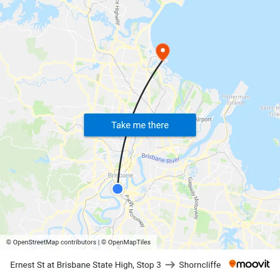 Ernest St at Brisbane State High, Stop 3 to Shorncliffe map