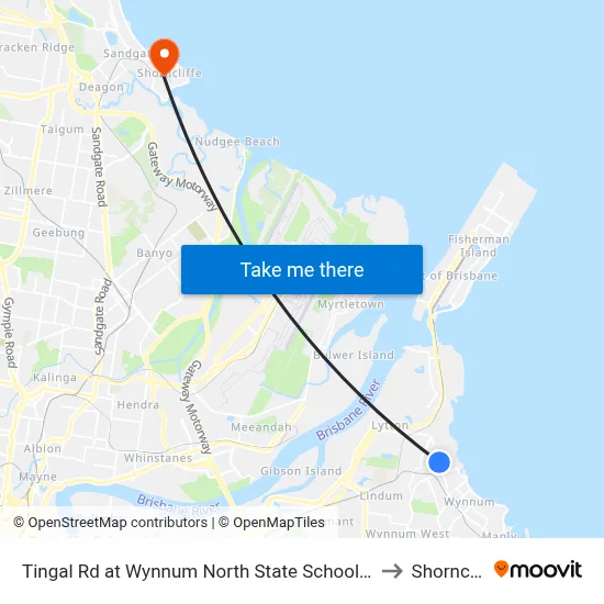 Tingal Rd at Wynnum North State School, Stop 10/5 to Shorncliffe map