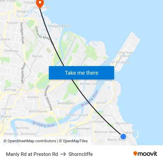 Manly Rd at Preston Rd to Shorncliffe map