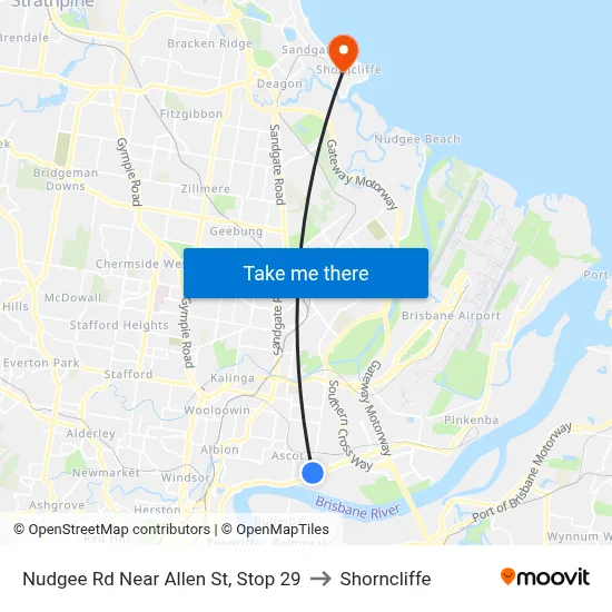 Nudgee Rd Near Allen St, Stop 29 to Shorncliffe map