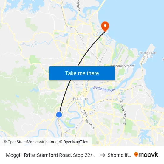 Moggill Rd at Stamford Road, Stop 22/23 to Shorncliffe map