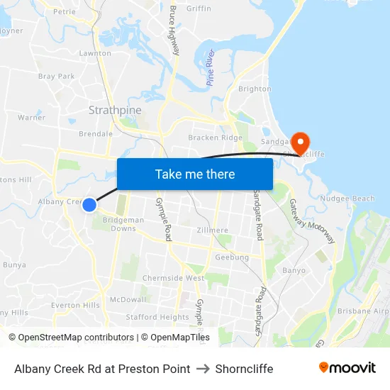 Albany Creek Rd at Preston Point to Shorncliffe map