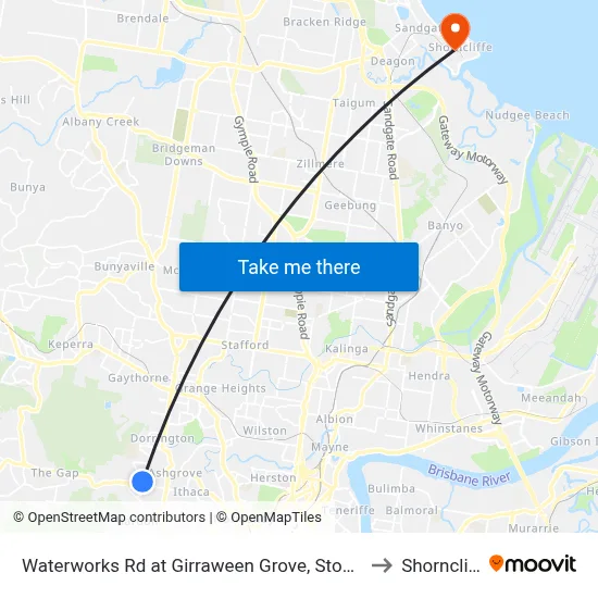 Waterworks Rd at Girraween Grove, Stop 21/22 to Shorncliffe map