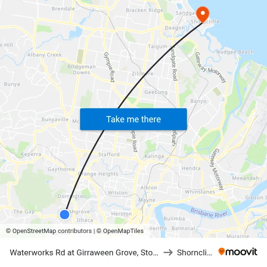 Waterworks Rd at Girraween Grove, Stop 21 to Shorncliffe map