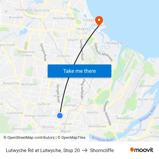 Lutwyche Rd at Lutwyche, Stop 20 to Shorncliffe map