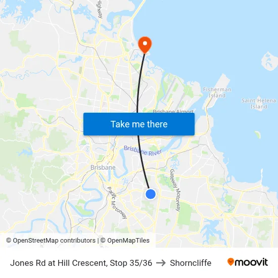 Jones Rd at Hill Crescent, Stop 35/36 to Shorncliffe map