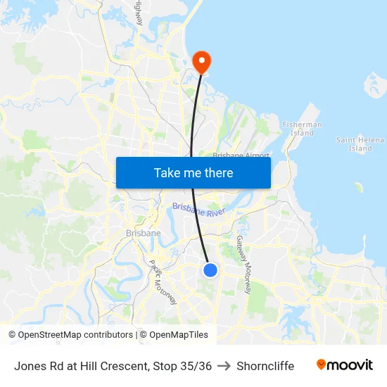 Jones Rd at Hill Crescent, Stop 35/36 to Shorncliffe map