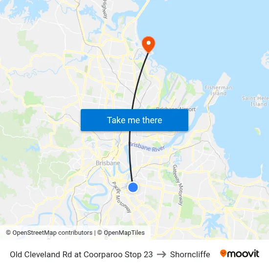 Old Cleveland Rd at Coorparoo Stop 23 to Shorncliffe map
