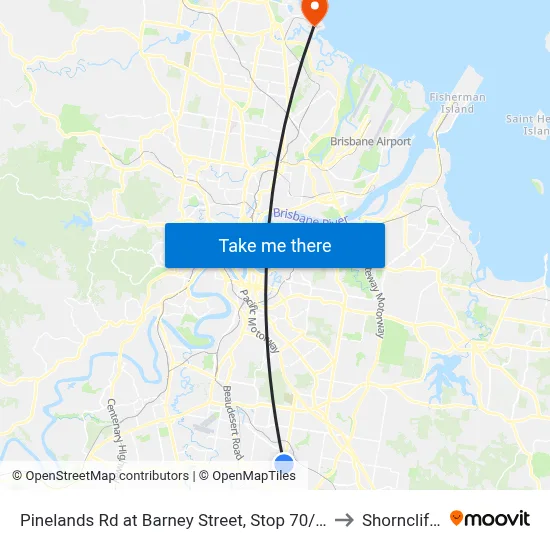 Pinelands Rd at Barney Street, Stop 70/71 to Shorncliffe map