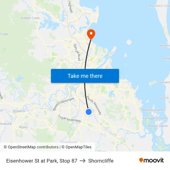 Eisenhower St at Park, Stop 87 to Shorncliffe map