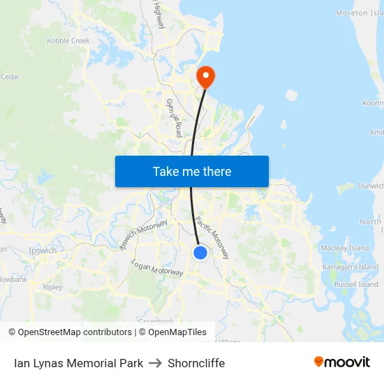 Ian Lynas Memorial Park to Shorncliffe map